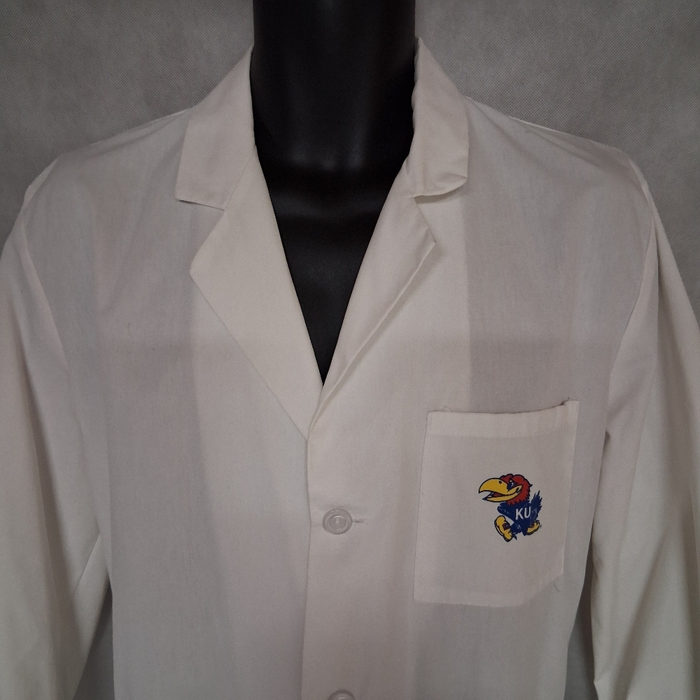 Landau Kansas Jayhawks Doctors Lab Coat 40 White Unisex Long Sleeves